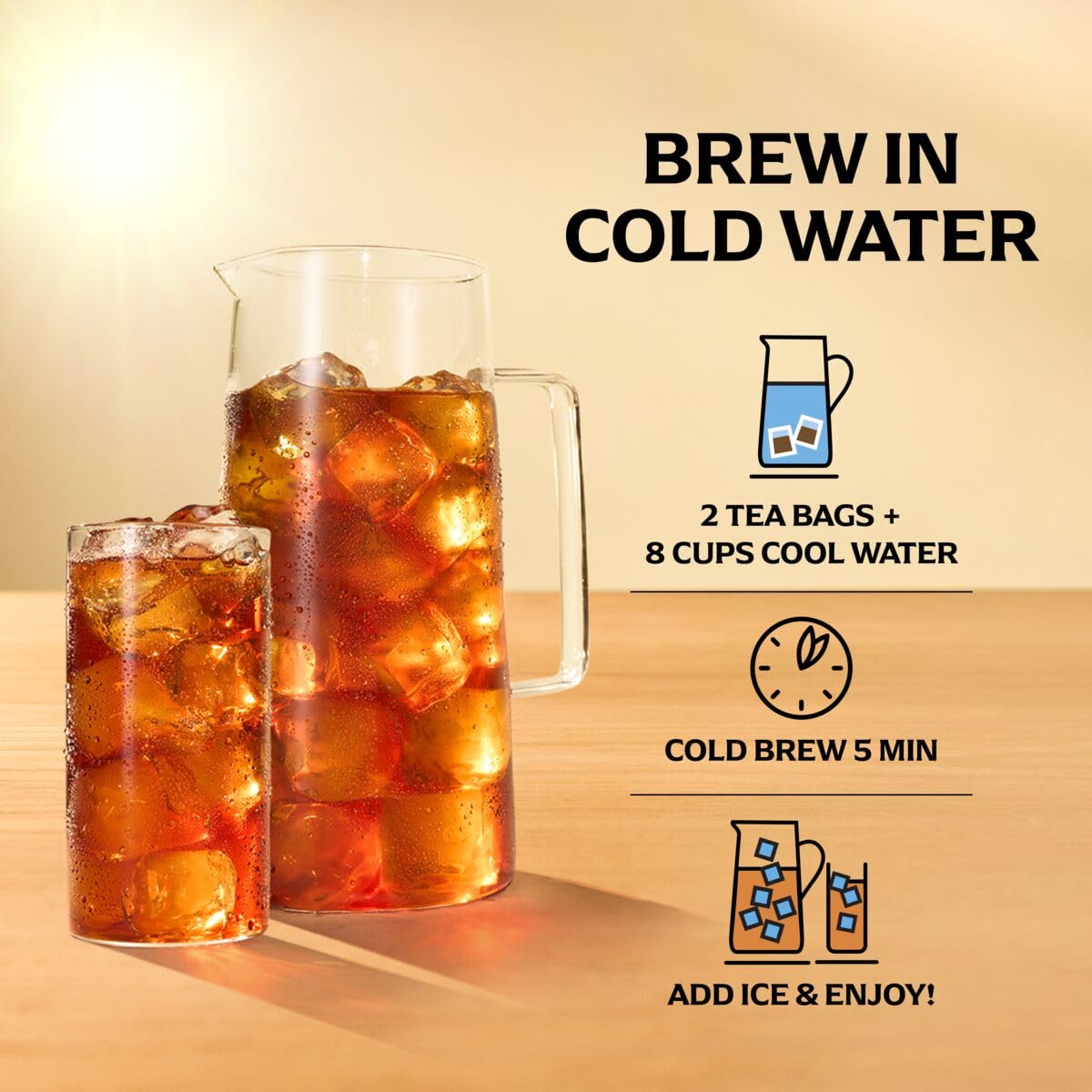 Lipton compact packaging fits neatly in a pantry shelf.