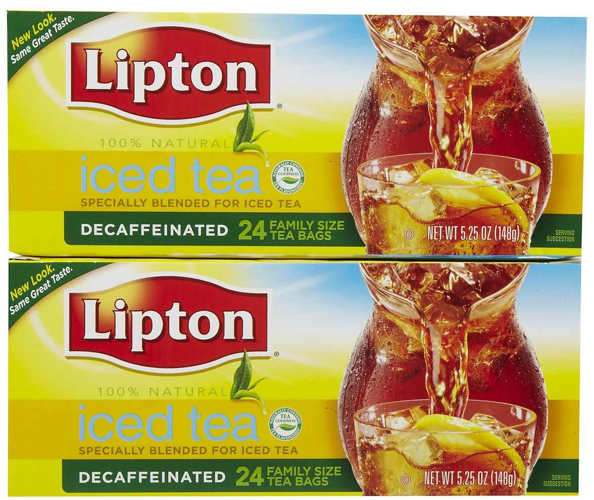 Lipton Decaffeinated Iced Tea bags for quick, caffeine-free refreshment at home