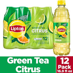 Lipton Green Tea Citrus bottle pour captures a smooth, inviting sip.