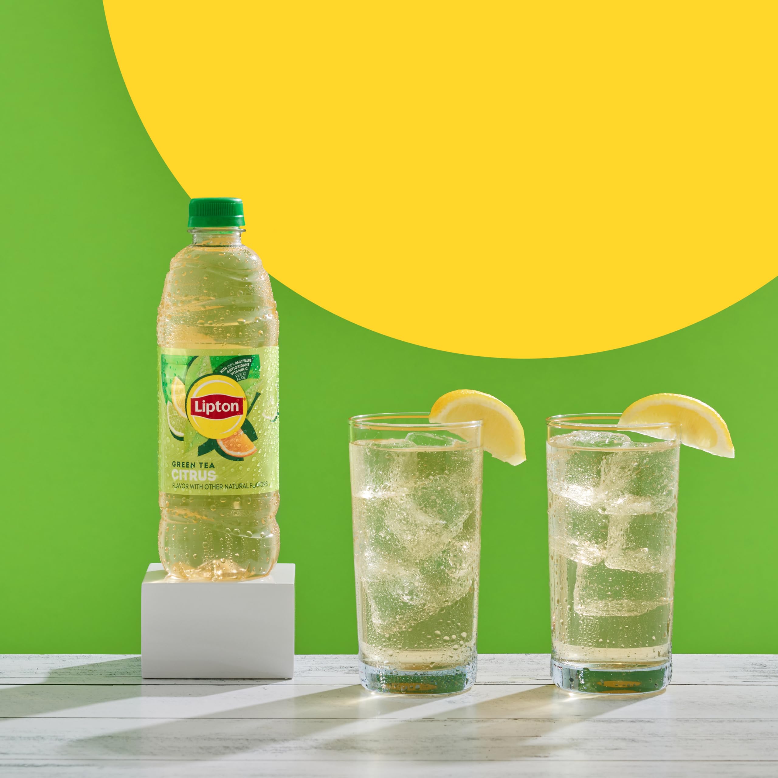 Lipton Green Tea Citrus fridge-ready pack keeps beverages chilled and ready.