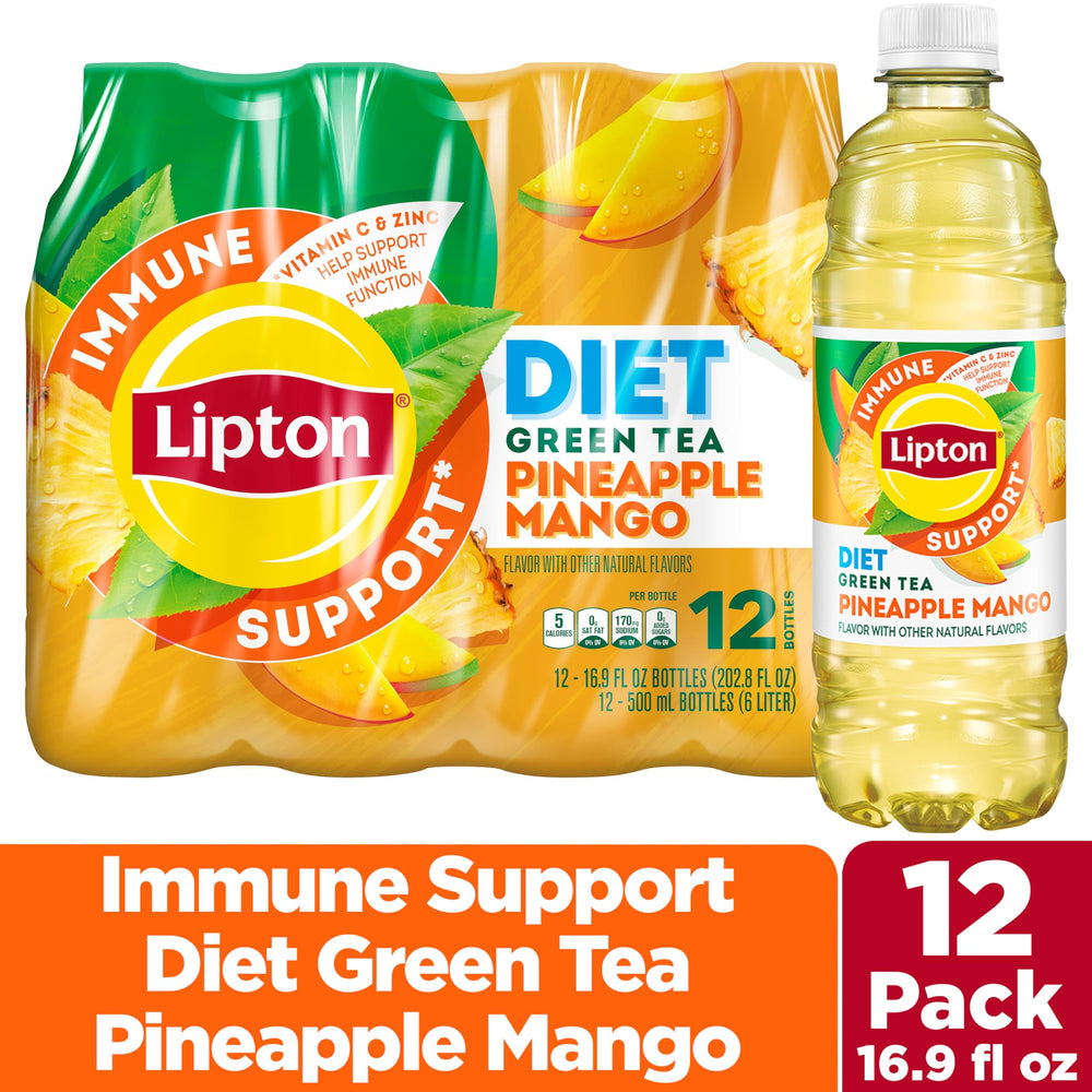 Lipton Immune Support Diet Pineapple Mango pack of 12 for on-the-go refreshment