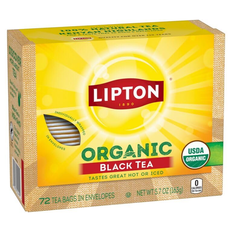 Hot brew cup showcasing Lipton aromatic organic black tea.