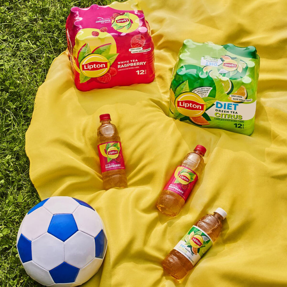 Lipton Raspberry White Tea fridge display suggests easy cold-serving moments.