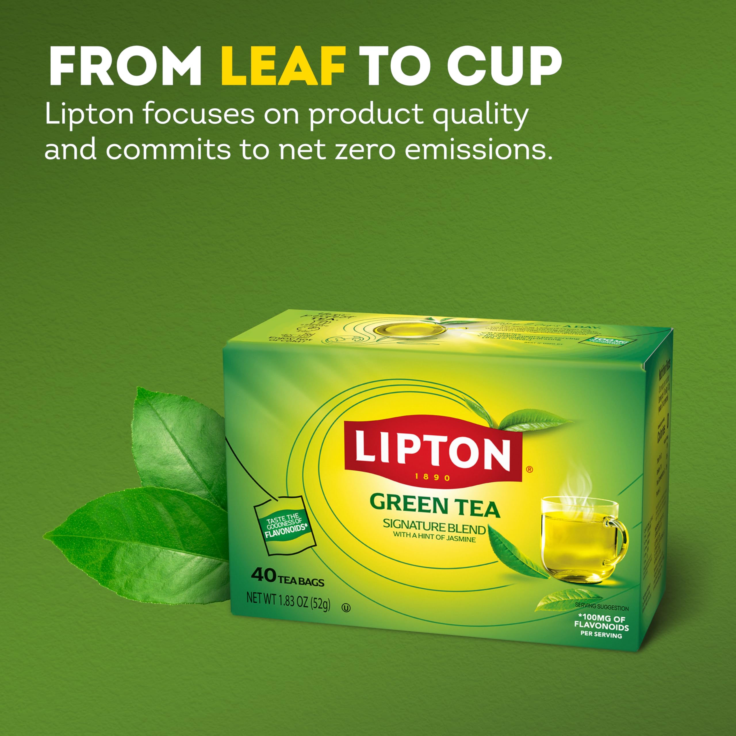 Lipton Signature Blend caffeine content label highlights a gentle energy boost