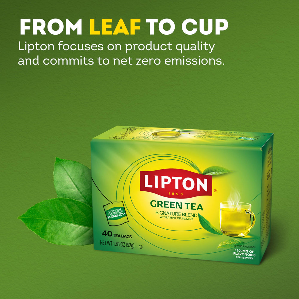Lipton Signature Blend caffeine content label highlights a gentle energy boost