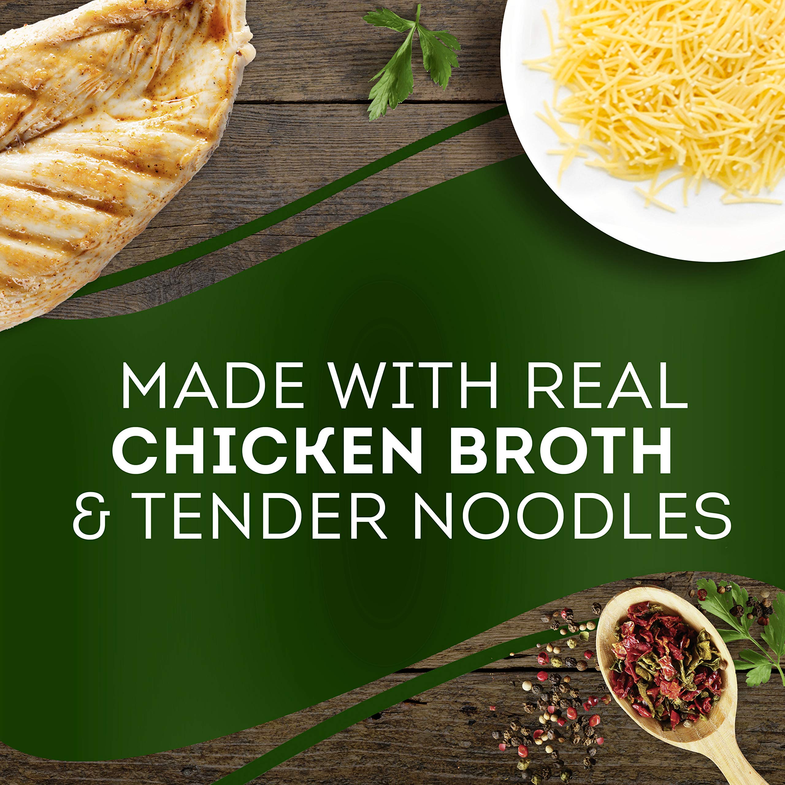 Lipton Soup Secrets noodles with chicken detail highlighting texture.