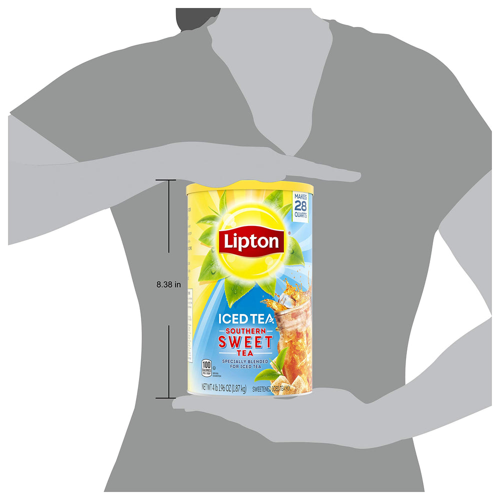 Lipton Southern Sweet Iced Tea packaging designed for 28-quart servings.