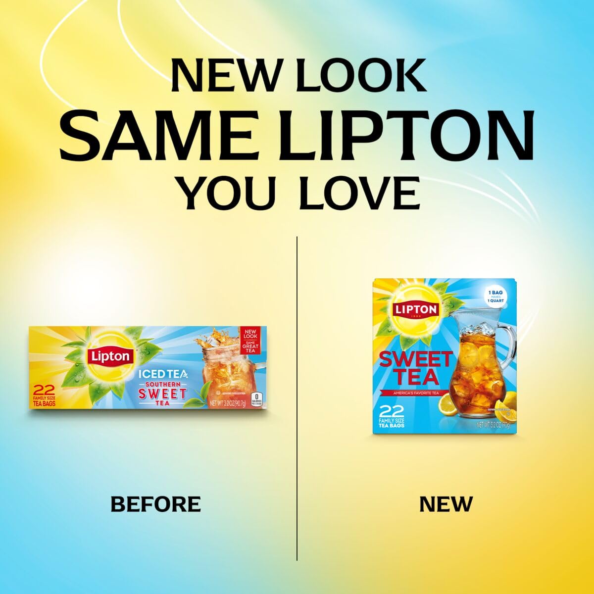 Lipton Southern Sweet tea bags pack front showcasing value and convenience for gatherings.