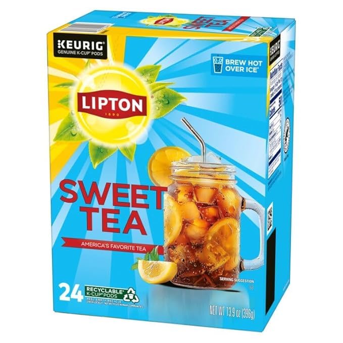 Lipton Southern Sweet Tea K-Cups glass with lemon for serving