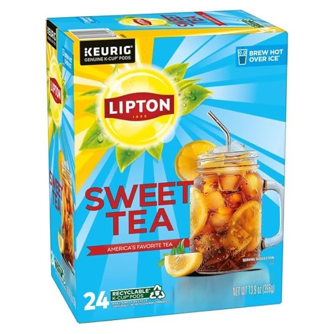 Lipton Southern Sweet Tea K-Cups poured over ice for crisp flavor