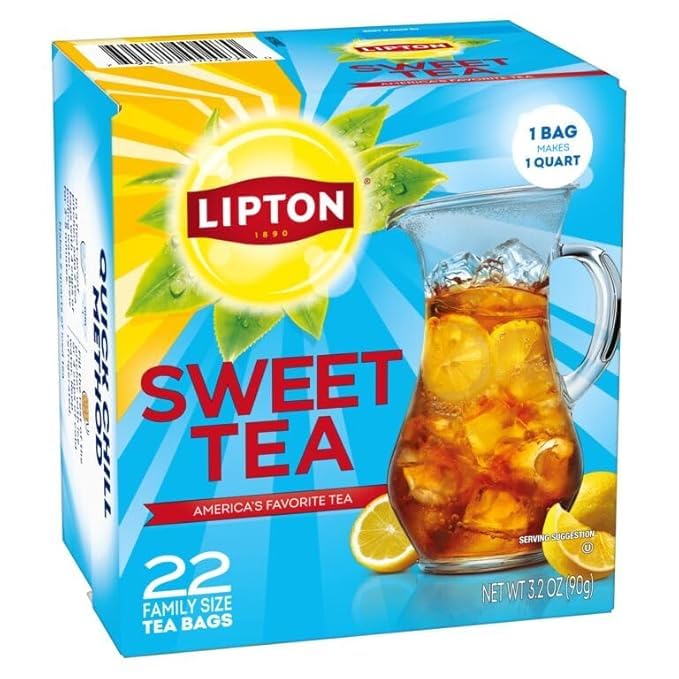 Lipton tea on a kitchen counter ready for a large family pitcher.