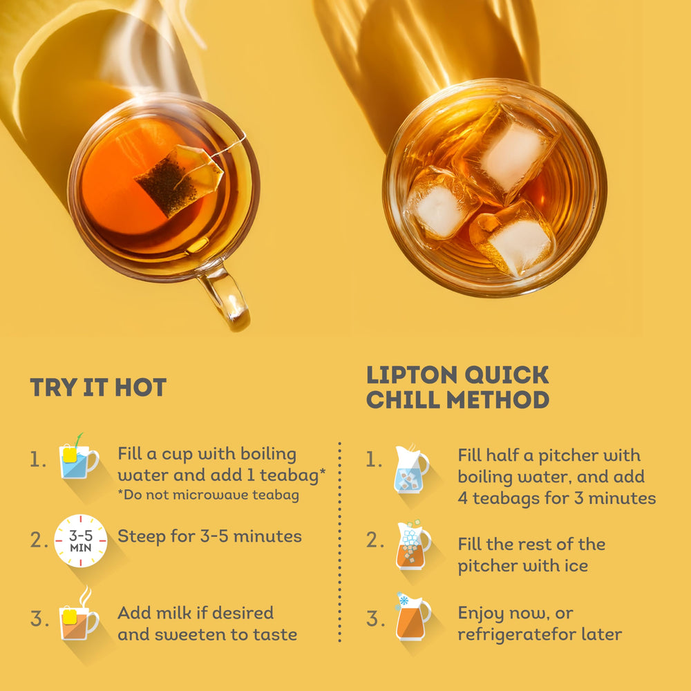 Lipton Yellow Label official packaging on a kitchen counter