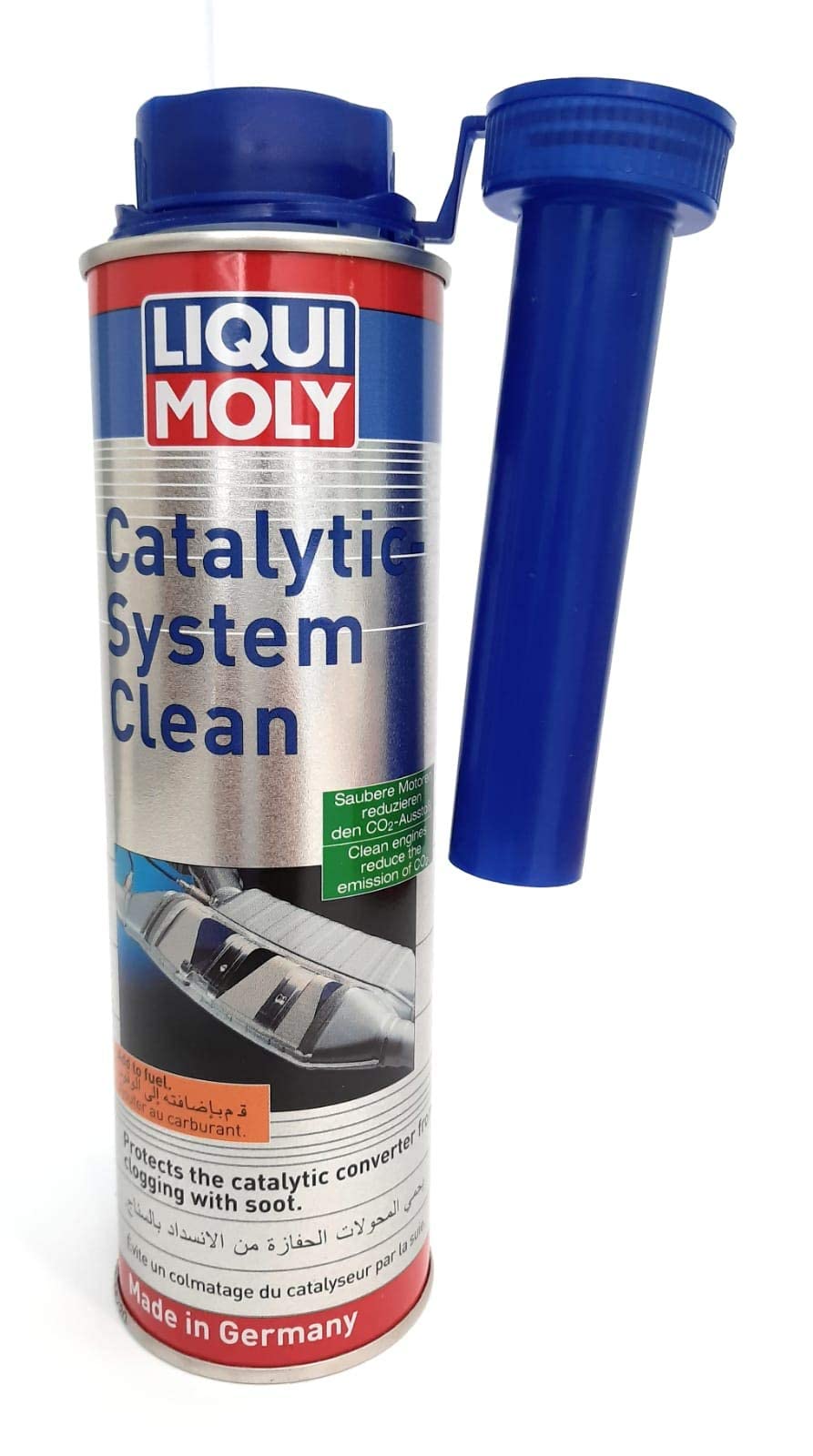 Liqui Moly Catalytic System Clean bottle close-up highlighting fuel system protection