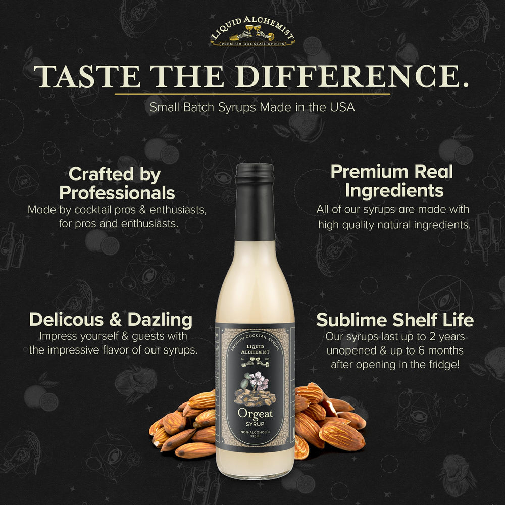 Liquid Alchemist Orgeat Syrup added to coffee for a roasted almond note.
