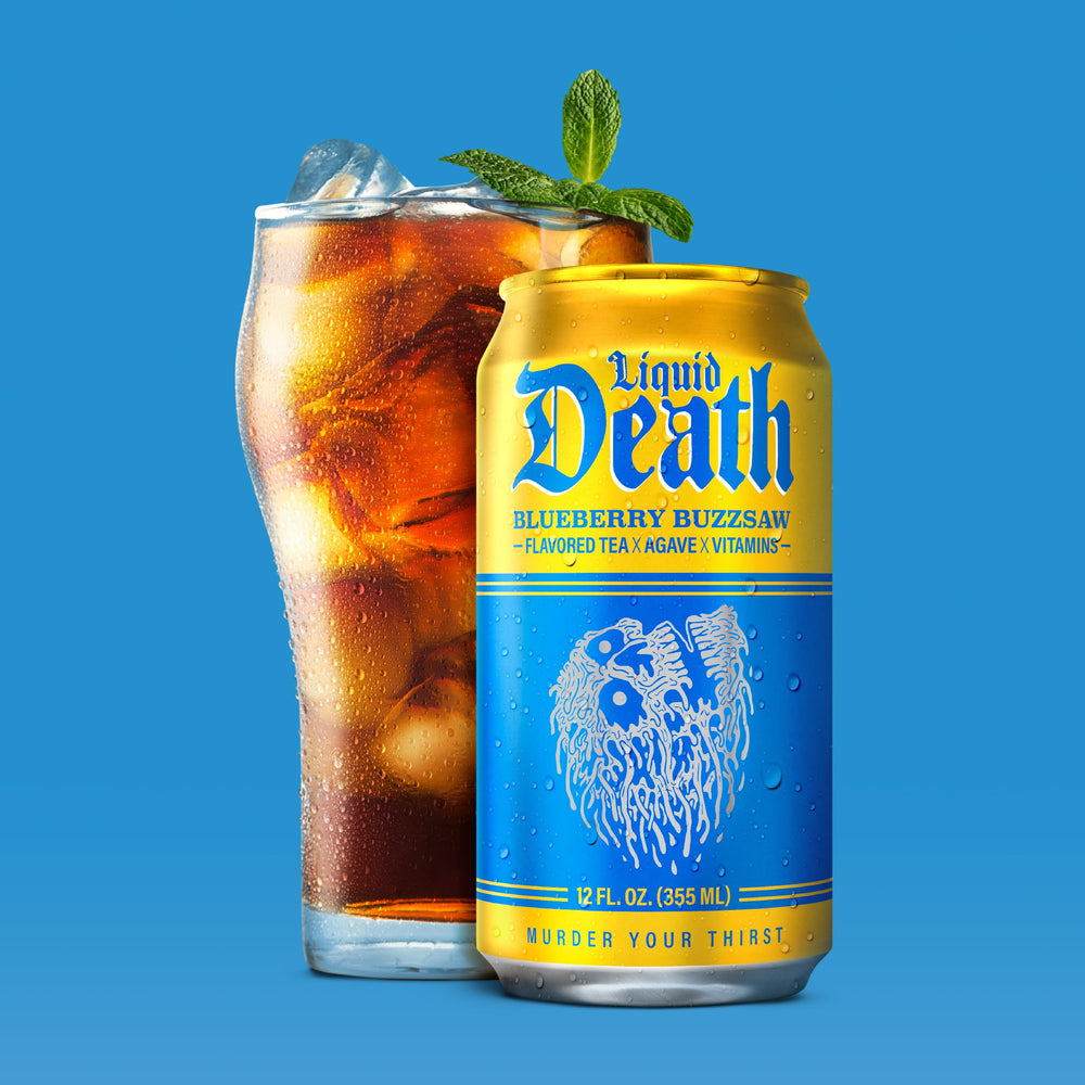 Gym bag with Liquid Death ready for on-the-go refreshment