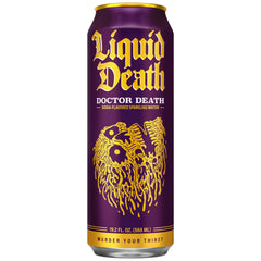 Liquid Death Doctor Death Cream flavor can on table showing creamy finish