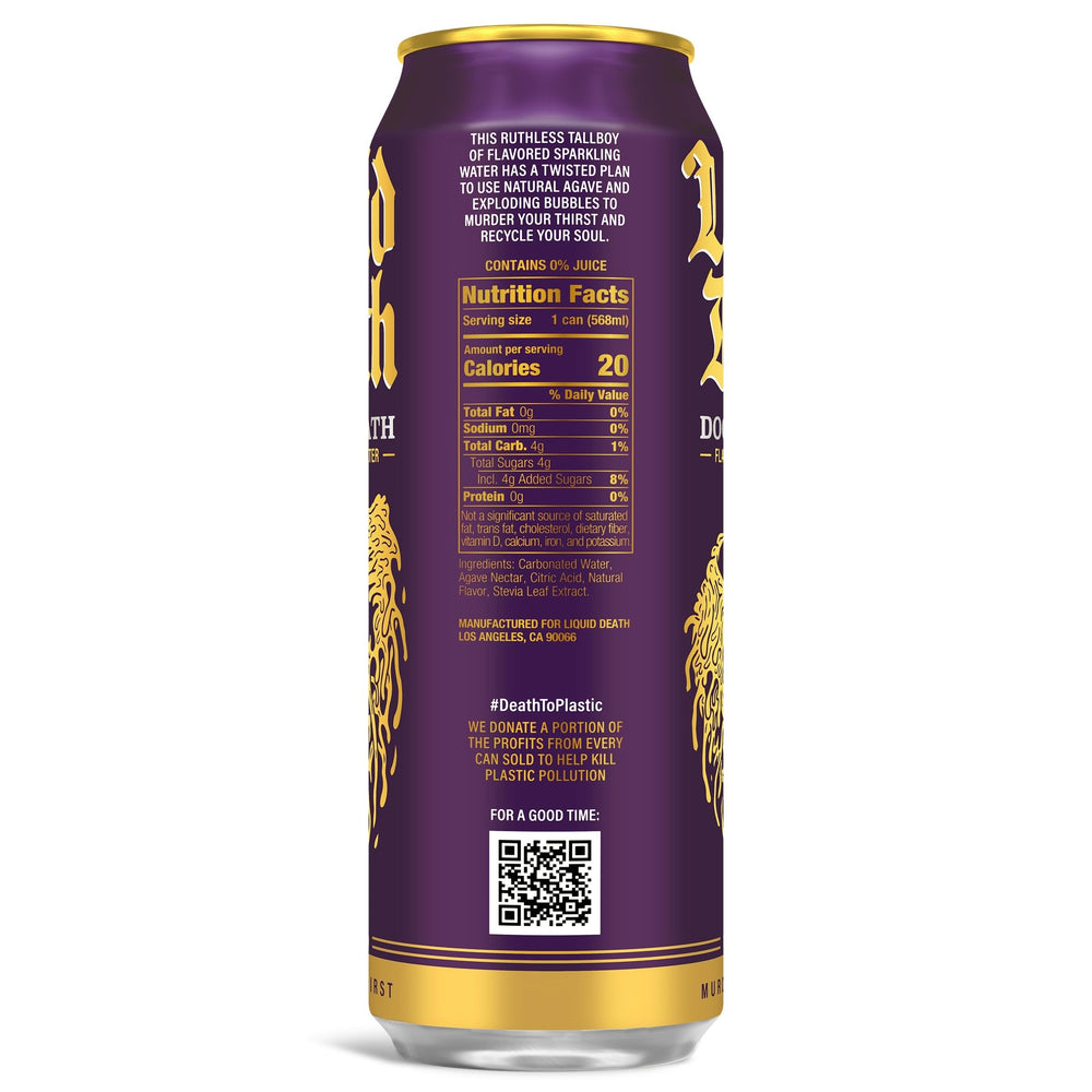Liquid Death Doctor Death Spice can with bubbles rising for aroma