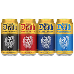 Liquid Death Rest in Peach can close-up, peach flavor highlight