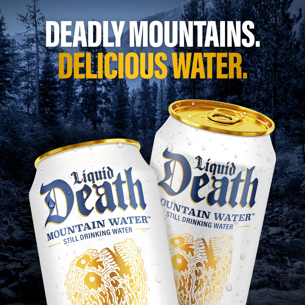 Liquid Death king-size 19.2 oz can keeps you hydrated during long days.