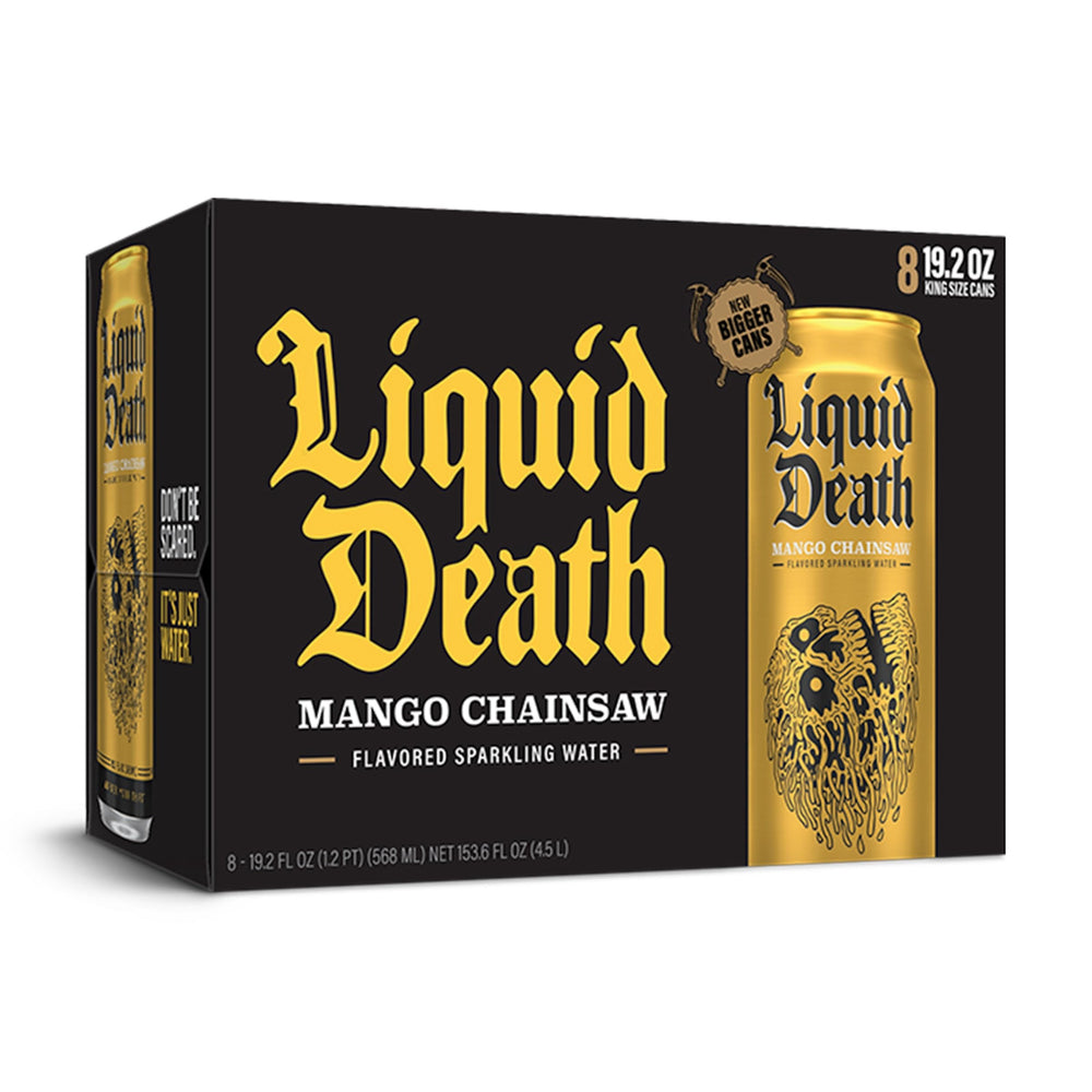 Liquid Death Mango Chainsaw can is infinitely recyclable to reduce waste.