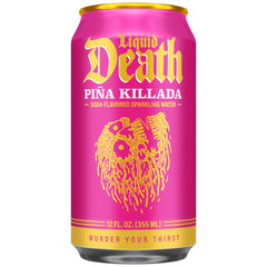 Liquid Death Piña Killada pour into glass showing tropical coconut-pineapple aroma