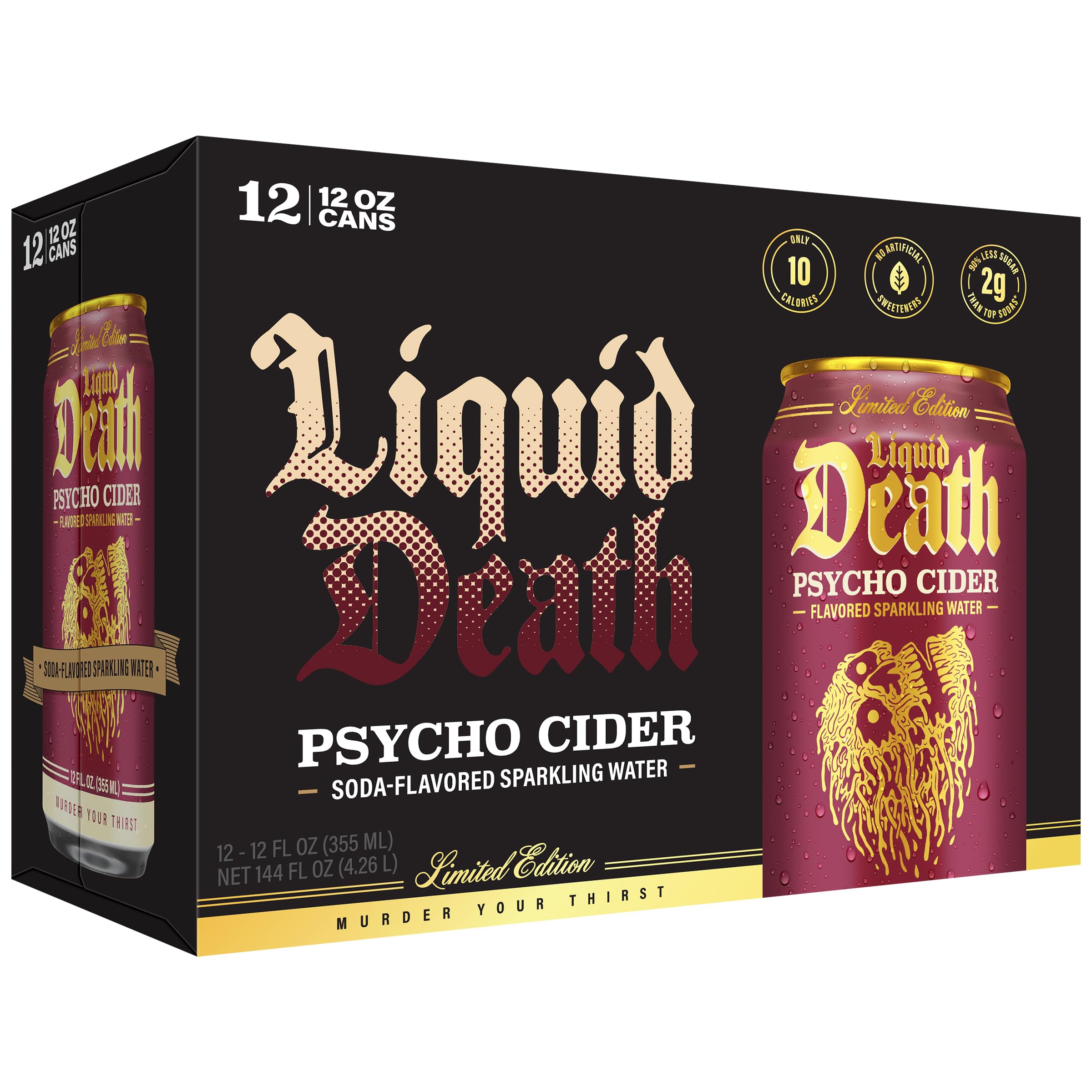 Recyclable Liquid Death cans illustrate sustainable choice.