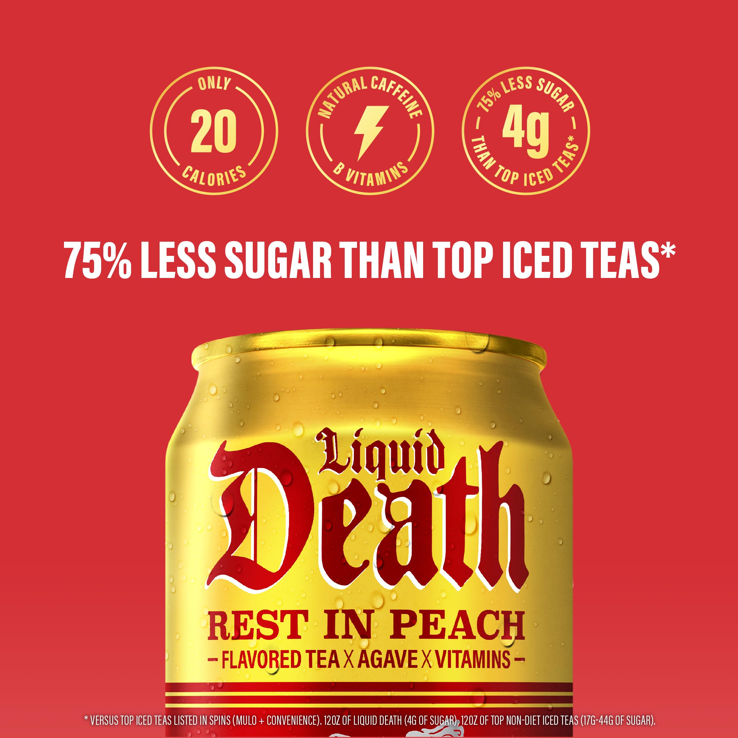 Liquid Death Rest In Peach glass pour reveals peachy aroma and tea notes.