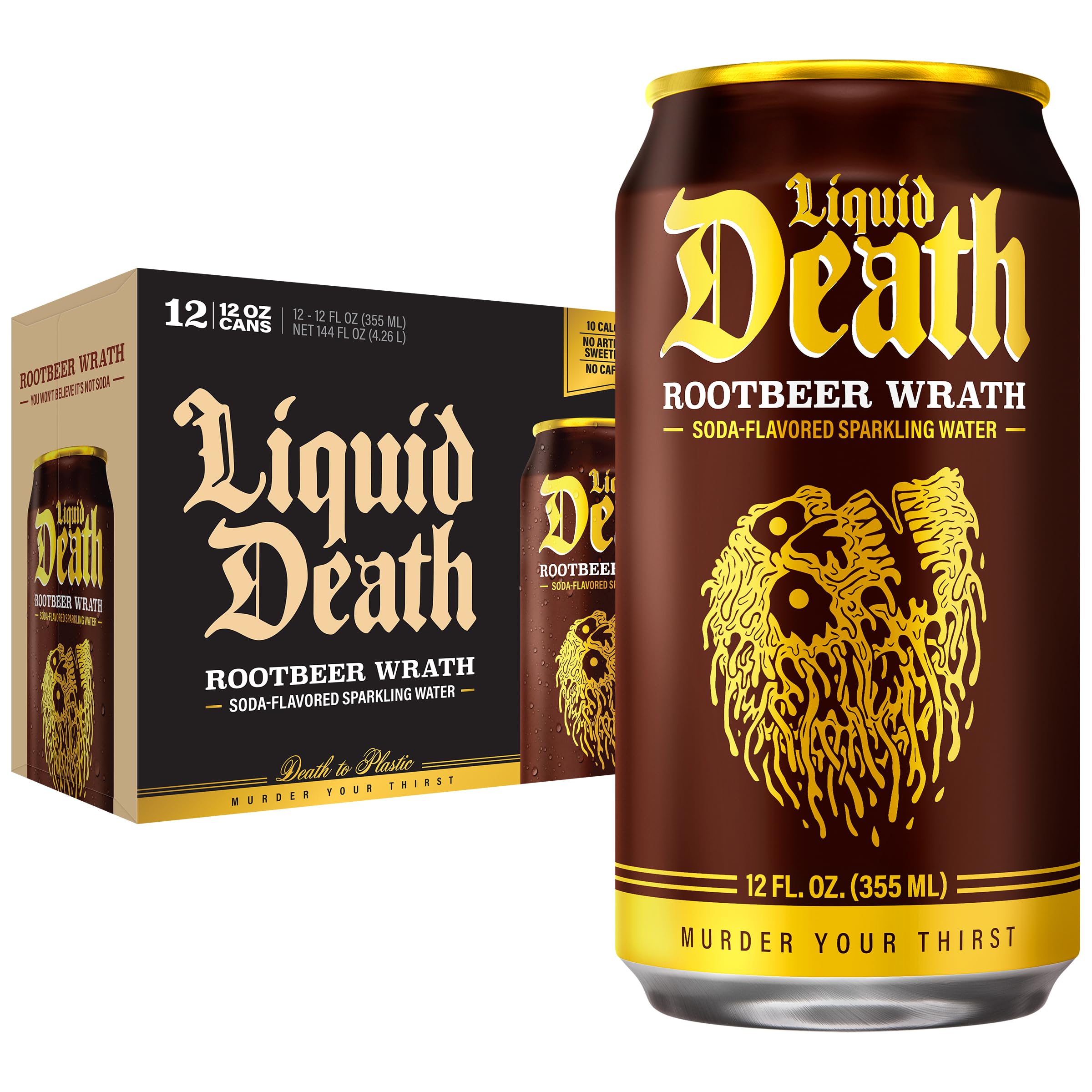 Liquid Death Root Beer Wrath can delivers bold flavor with low sugar per serving.