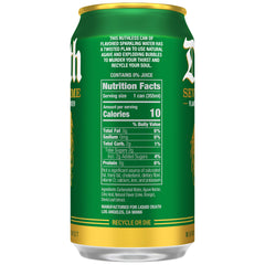 Liquid Death Severed Lime can side view emphasizes recyclable packaging.