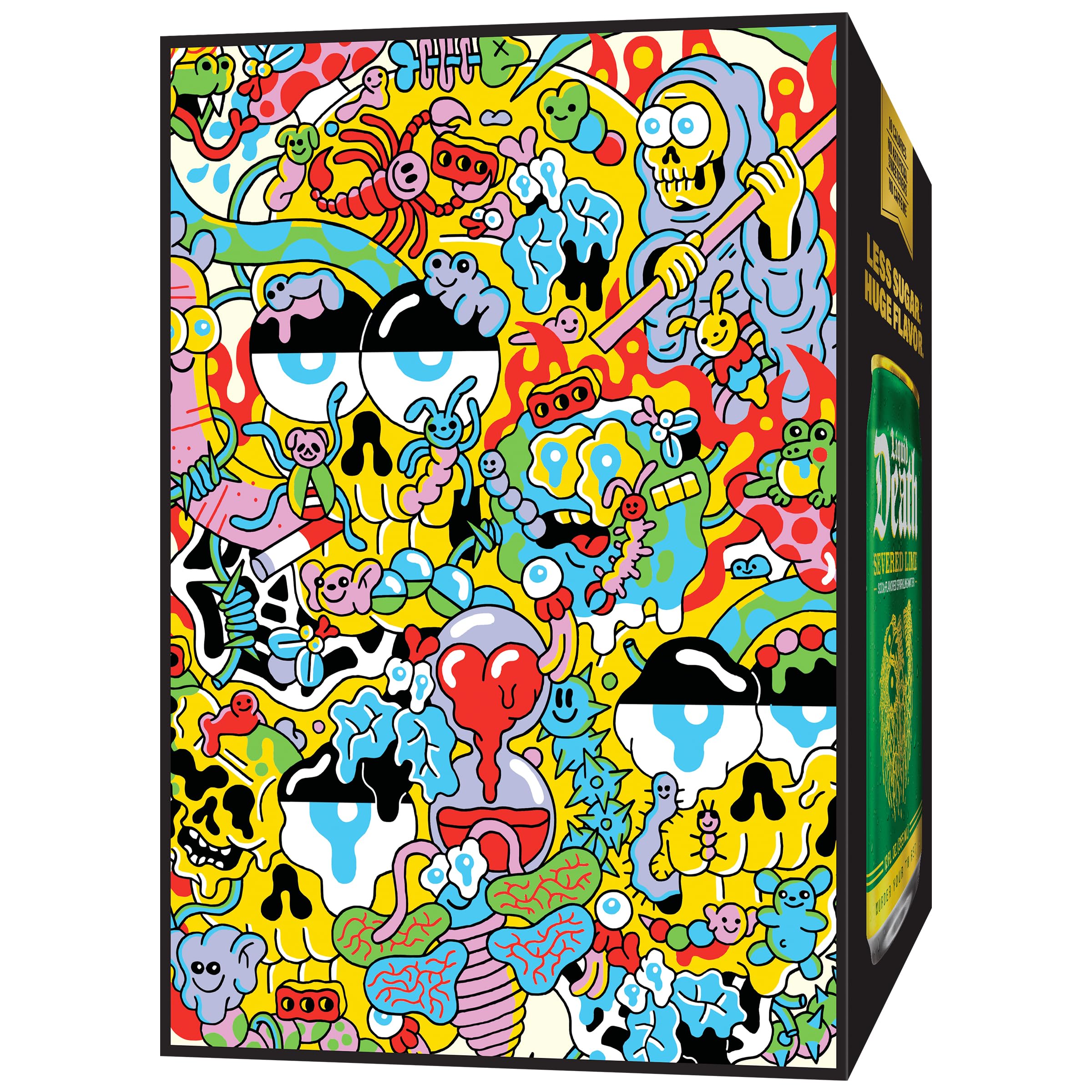 Liquid Death Severed Lime recyclable cans emphasize sustainability and eco-friendly choice.