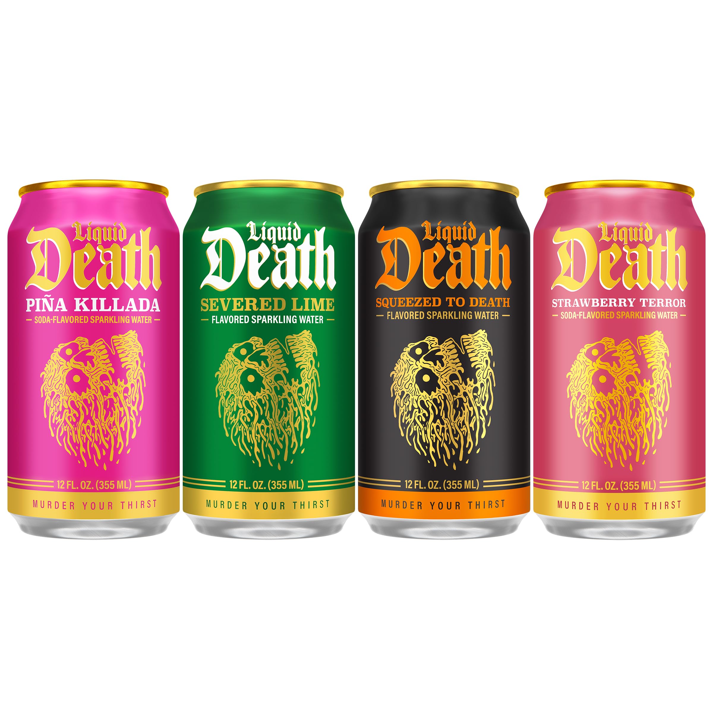 Liquid Death Orange can glints, bold citrus flavor with zero artificial sweeteners.