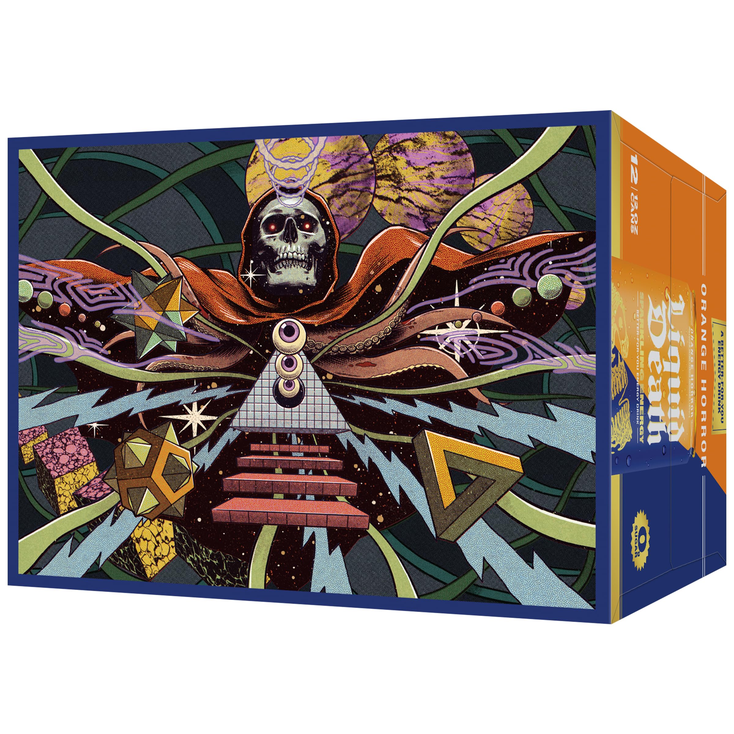 Liquid Death Sparkling Energy Orange Horror pour captures fizz and orange cream note