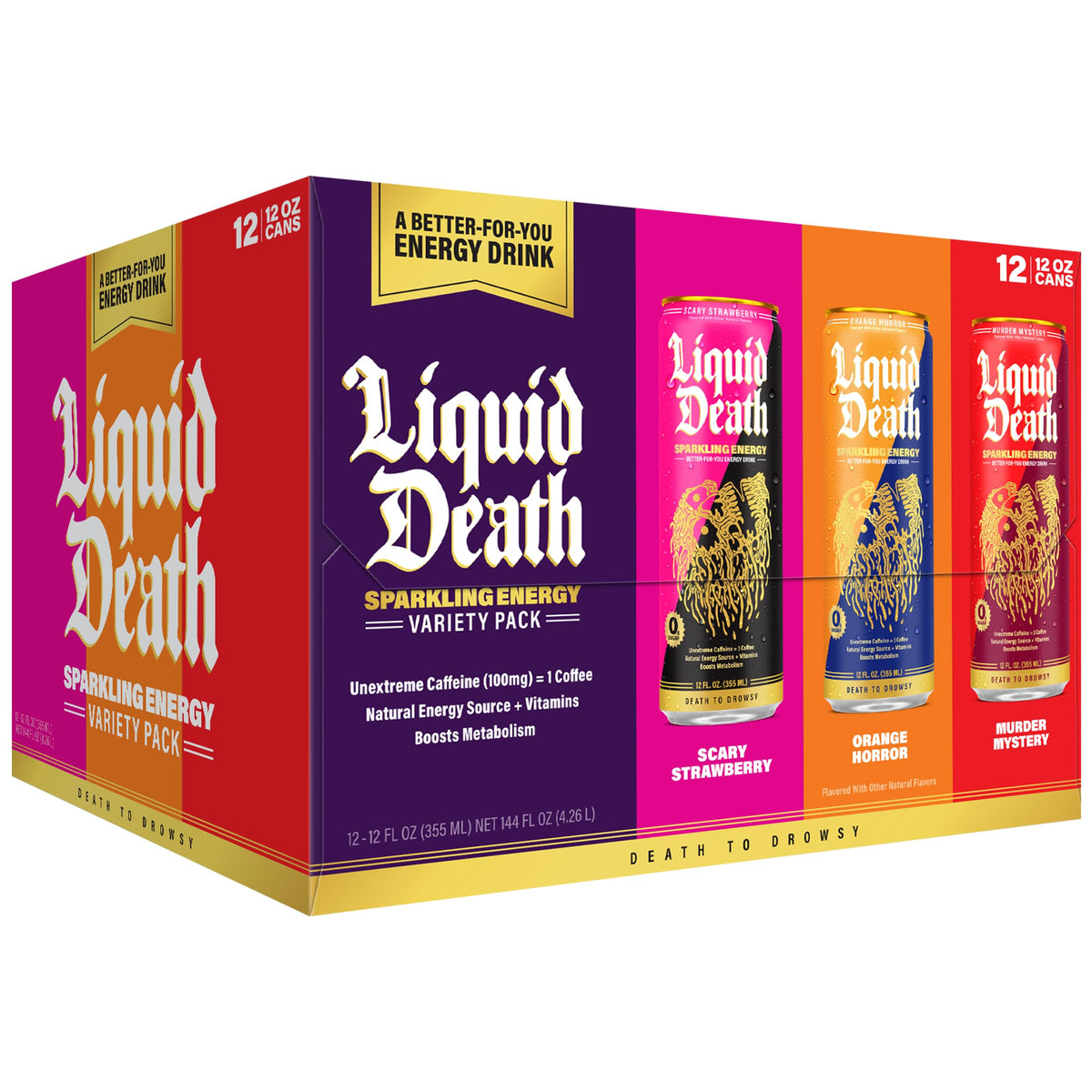 Liquid Death Sparkling Energy variety pack cans for on the go energy