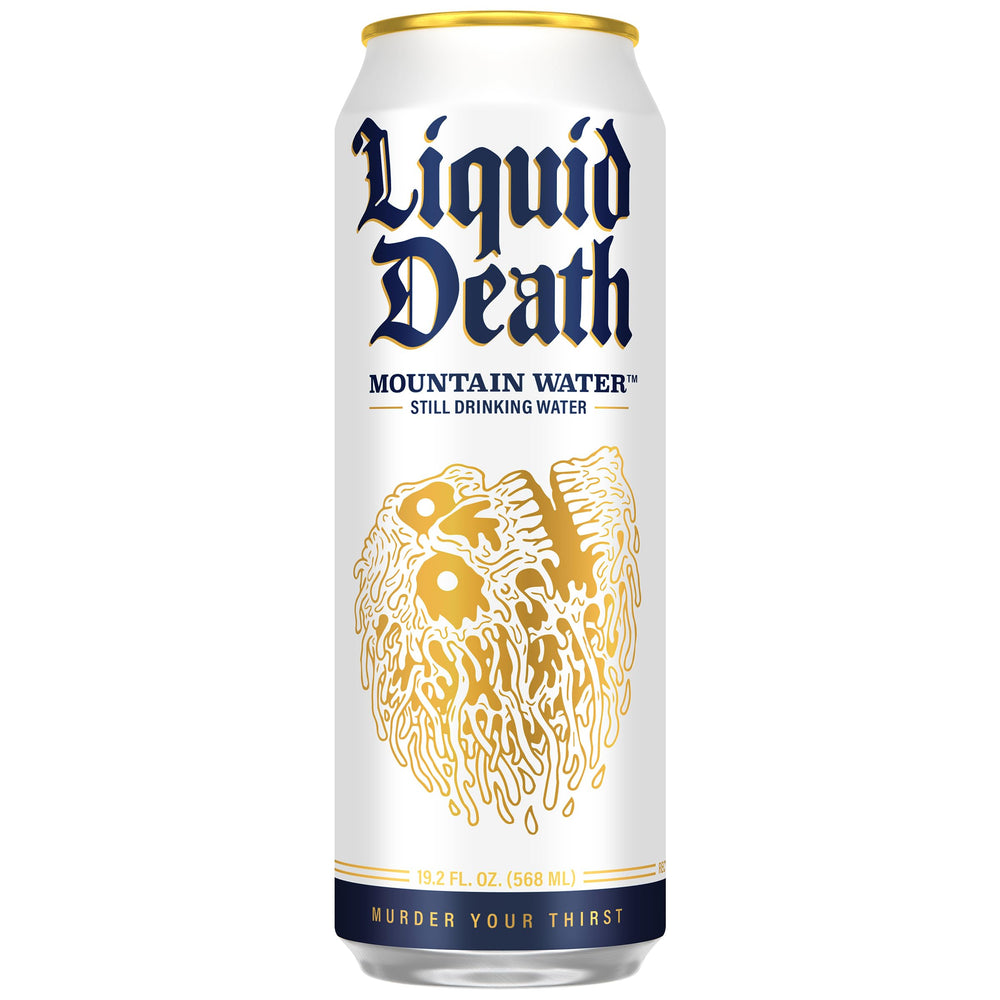 Liquid Death Still Mountain Water can from a real mountain source offers pure refreshment.