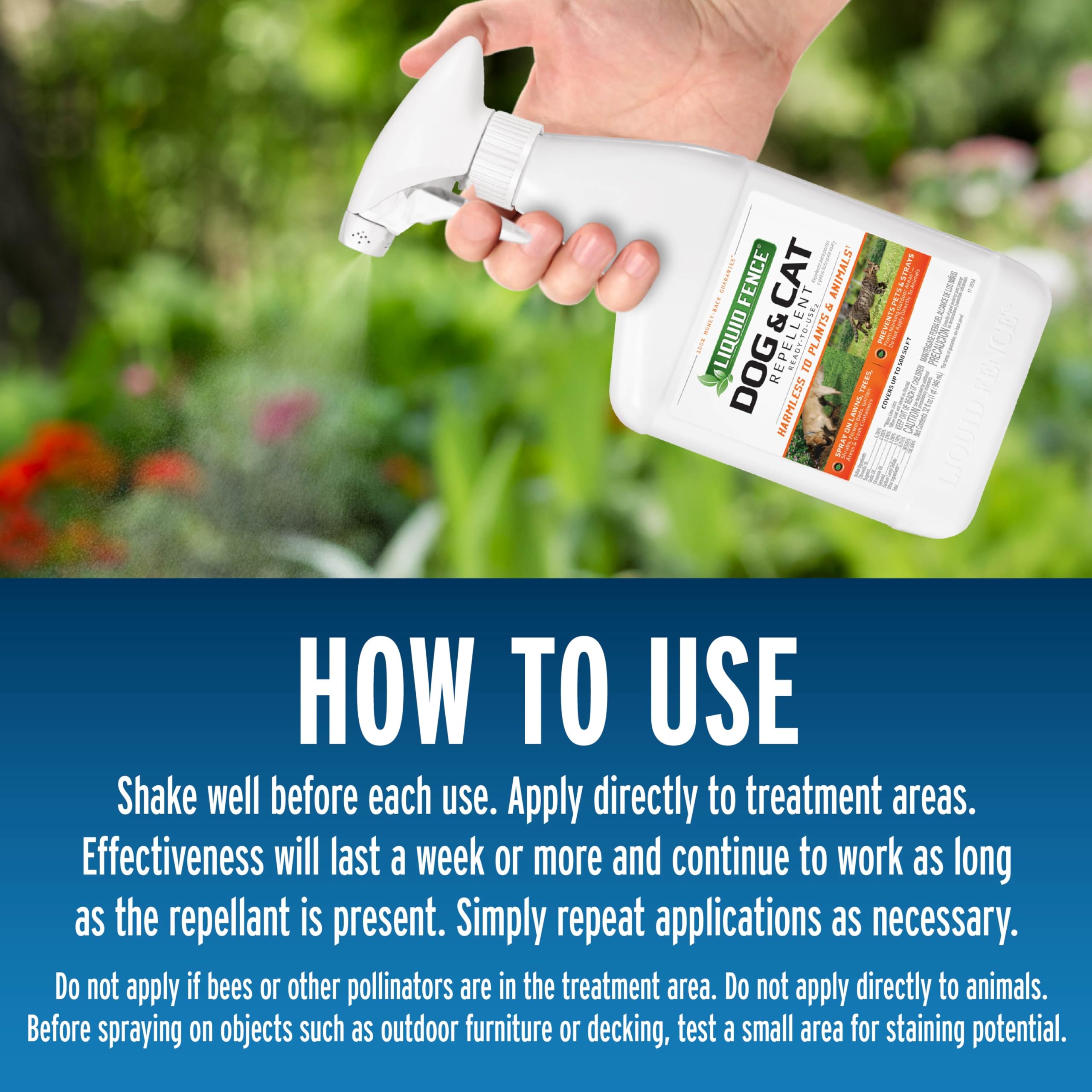 Liquid Fence applied to flower beds for odor masking and deterrence