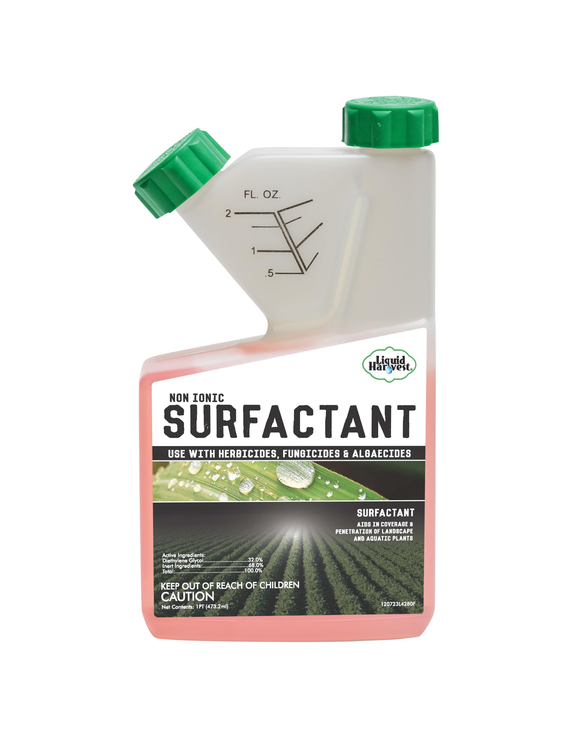 Liquid Harvest concentrated surfactant bottle boosts herbicide contact and coverage