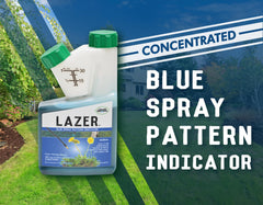 Liquid Harvest Lazer Blue highlights drift areas to protect non-target zones.