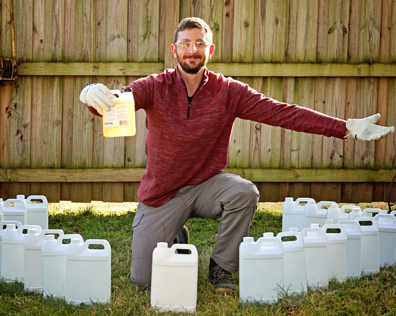 Liquid Harvest bottle on variety of plants demonstrates versatile use