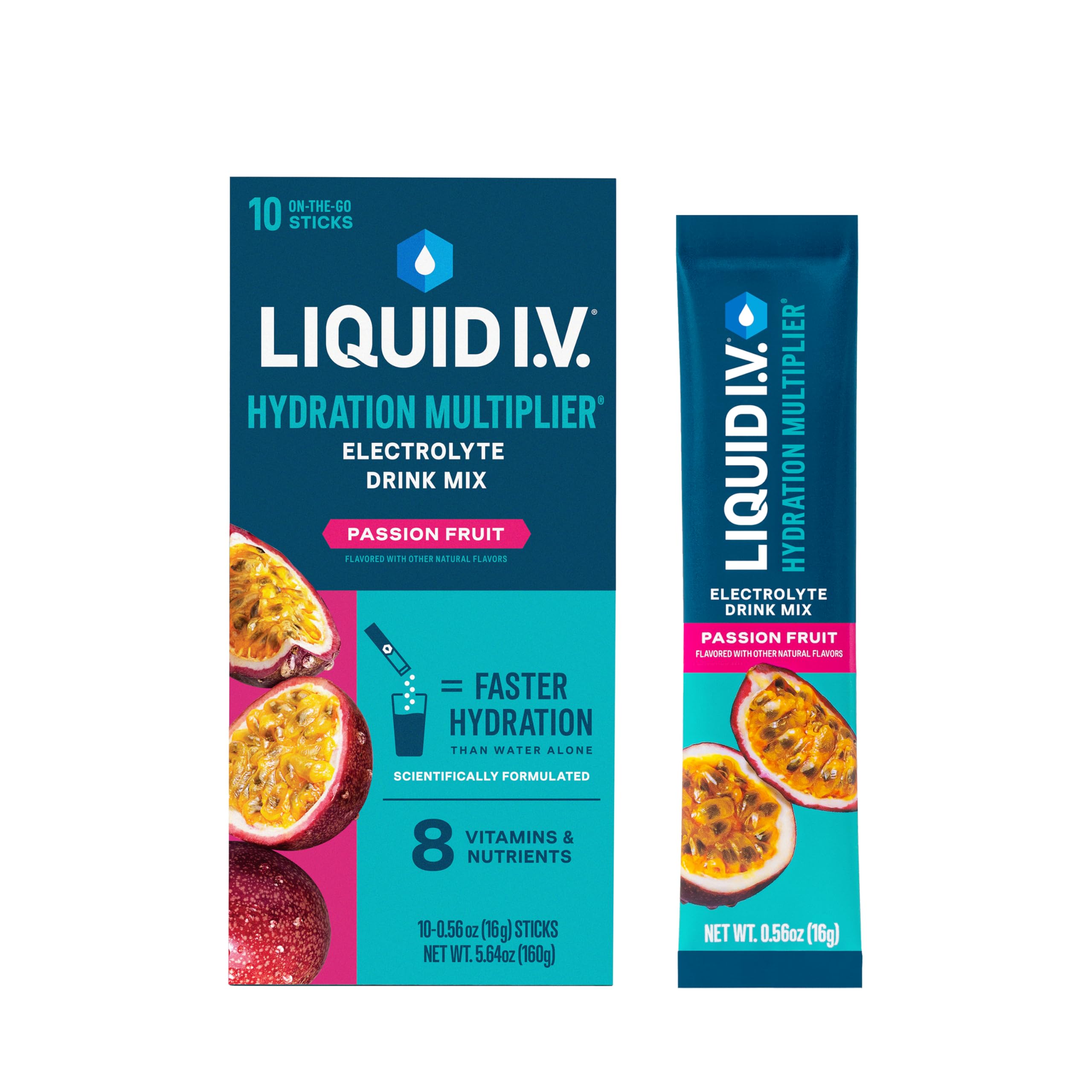 Liquid I.V. Hydration Multiplier Passion Fruit tub for quick, electrolytes-enhanced hydration