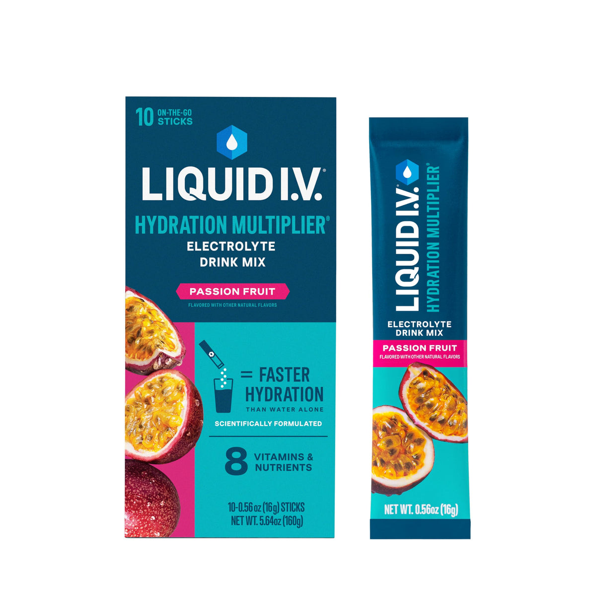 Liquid I.V. Hydration Multiplier Passion Fruit tub for quick, electrolytes-enhanced hydration