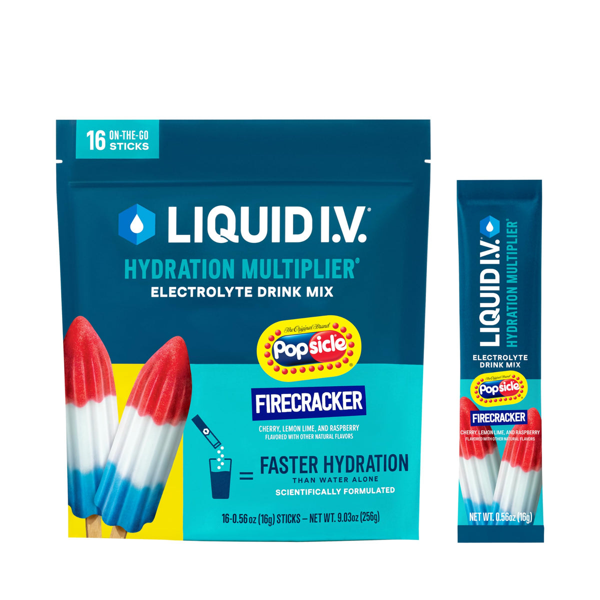 Liquid I.V. Hydration Multiplier Popsicle Firecracker pack ready to mix for fast hydration on the go