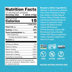 Liquid I.V. Raspberry Melon powder dissolving in water with electrolytes for refreshment.