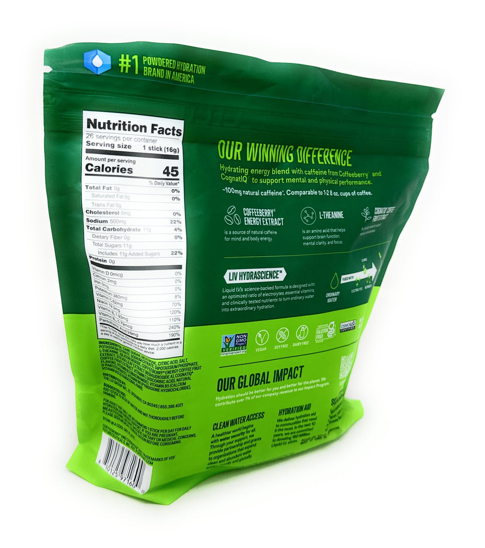 Energy stick dissolving in water for a refreshing workout boost with flavor.