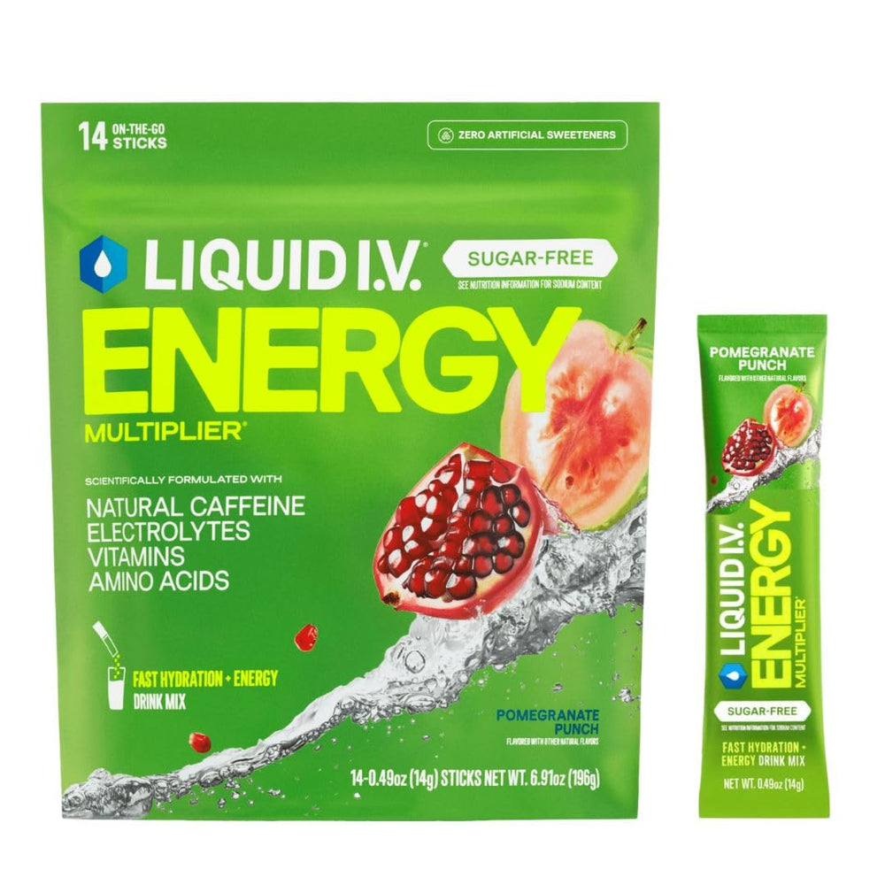 Liquid I.V. Hydration Multiplier Pomegranate Packet boosts hydration on the go.