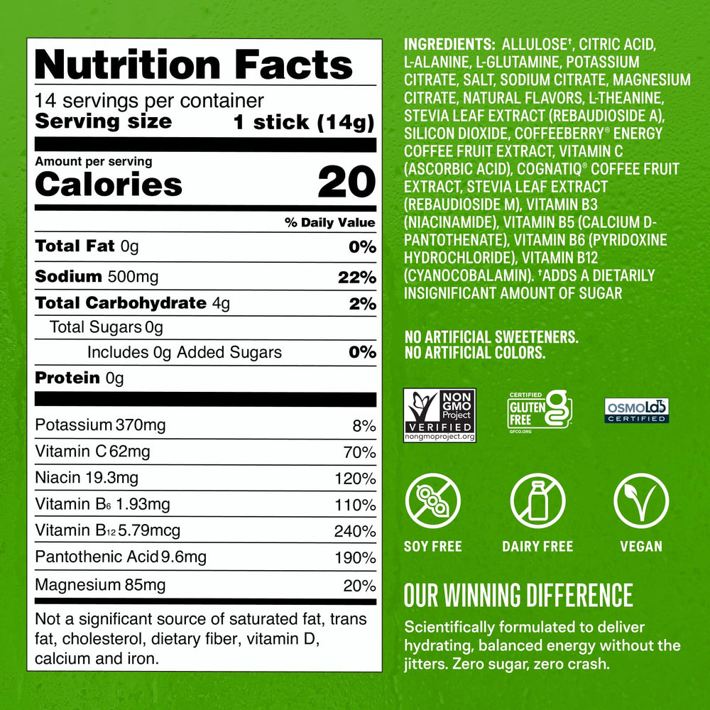 Liquid I.V. Hydration Multiplier Sugar Free Energy close-up flavor notes for refreshing sip.