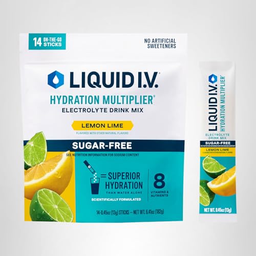 Healthy hydration setup with Lemon Lime Liquid I.V. in gym bag.