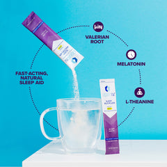 Liquid I.V. Lavender Blueberry Sleep Drink bottle shows melatonin note