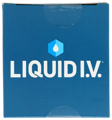 Liquid I.V. Watermelon hydration mix powder dissolving in glass for quick hydration.