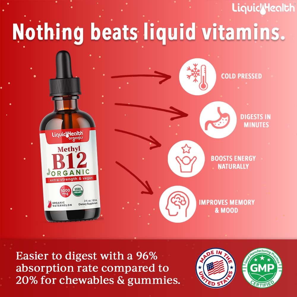 LIQUIDHEALTH B12 drops with tart cherry juice supporting daily focus