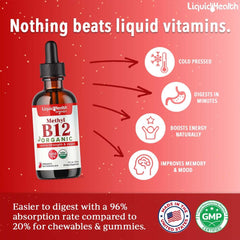 LIQUIDHEALTH B12 drops with tart cherry juice supporting daily focus